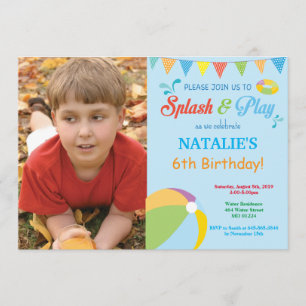 Pool Party Birthday Invitation Splish Splash Boy