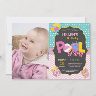 Pool Party Birthday Invitation Splish Splash Girl