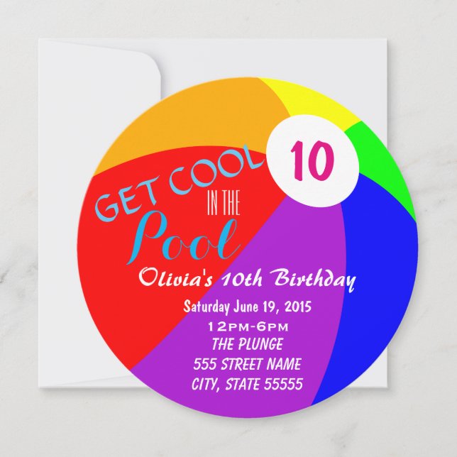 Pool Party Birthday Invite (Front)