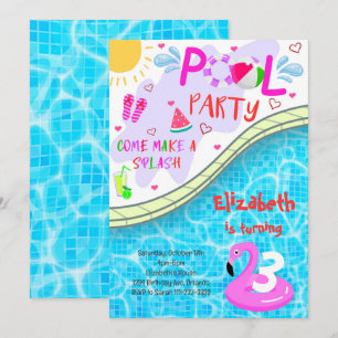 Pool Party Birthday Invite