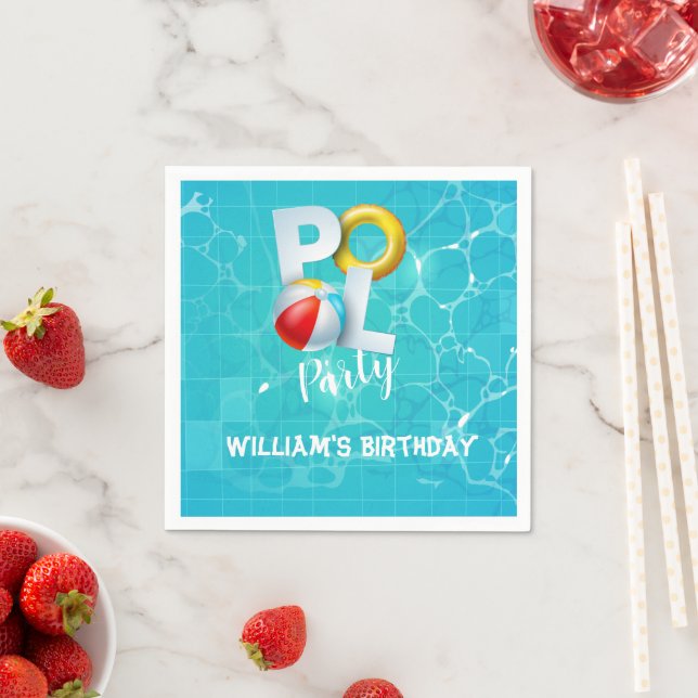 Pool Party Birthday Napkins (Insitu)