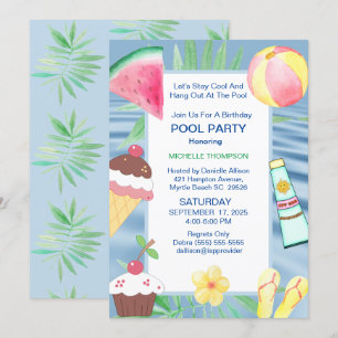 Pool Party Birthday Party Invitation