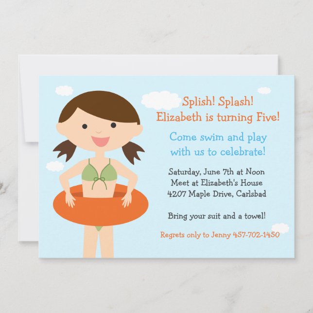Pool Party Birthday Party Invitation (Front)