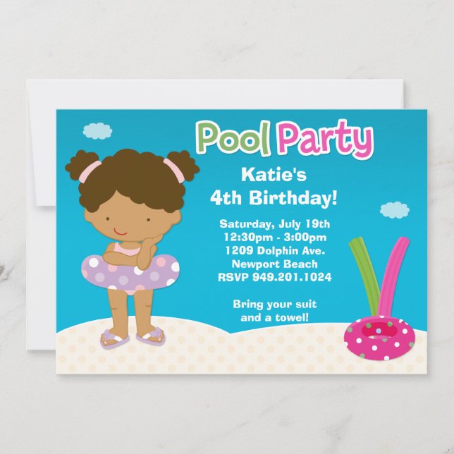 Pool Party Birthday Party Invitation (Front)