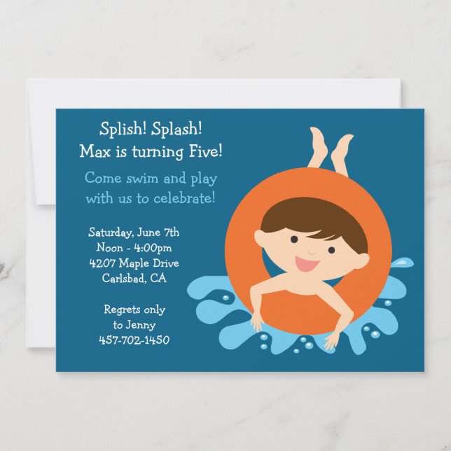 Pool Party Birthday Party Invitation (Front)