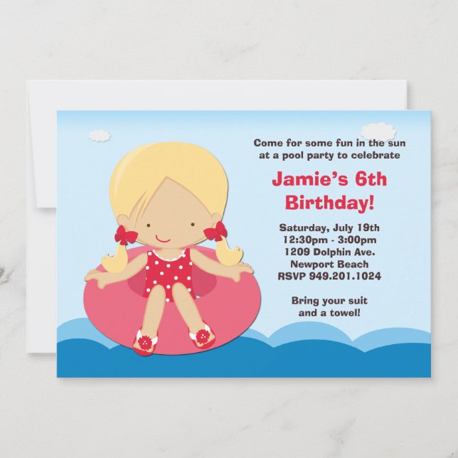 Pool Party Birthday Party Invitation (Front)