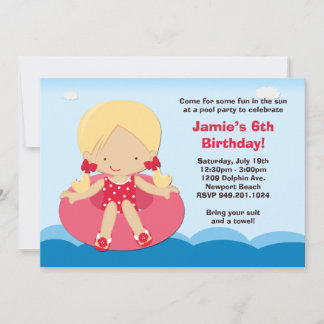 Pool Party Birthday Party Invitation