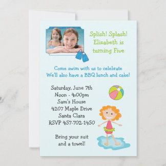 Pool Party Birthday Party Invitation