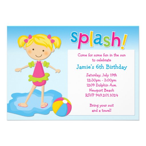 Pool Party Birthday Party Invitation 5