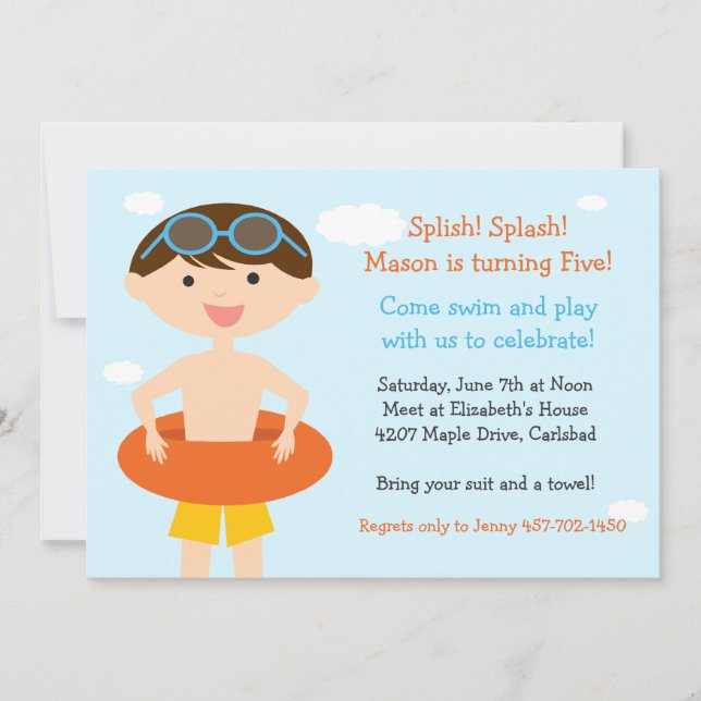 Pool Party Birthday Party Invitation (Front)