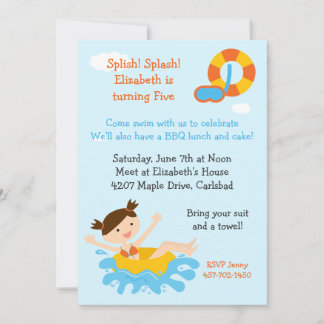 Pool Party Birthday Party Invitation