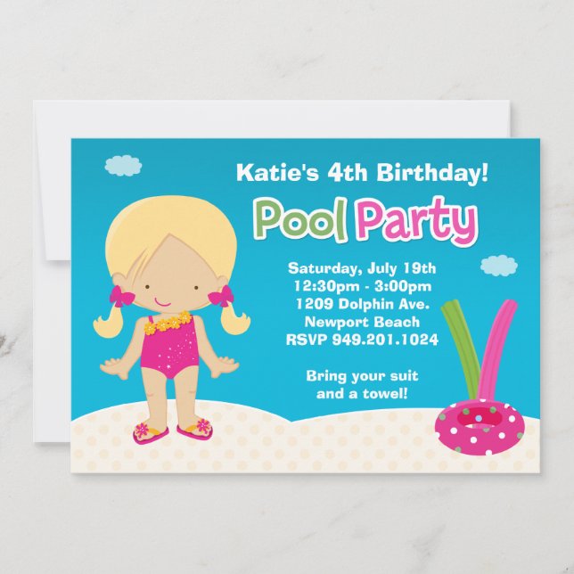 Pool Party Birthday Party Invitation (Front)