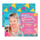 Pool party birthday photo invitation for girl