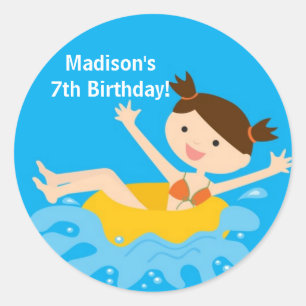 Pool Party Birthday Sticker