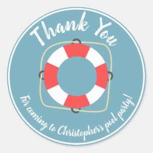 Pool Party Birthday Stickers