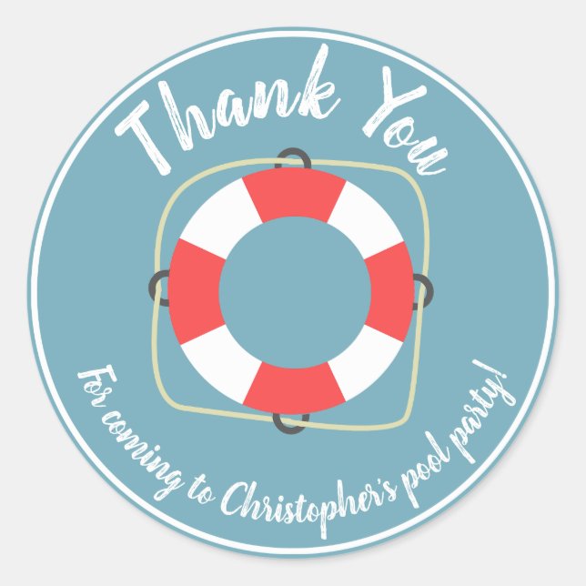Pool Party Birthday Stickers (Front)