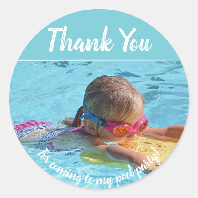 Pool Party Birthday Stickers | Add own Photo (Front)