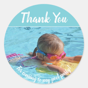 Pool Party Birthday Stickers   Add own Photo