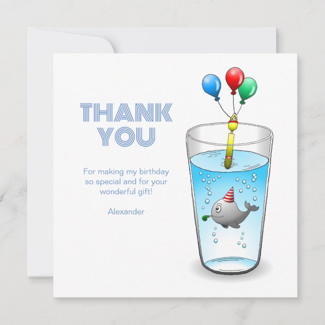 Pool Party Birthday Thank You Card (Front)