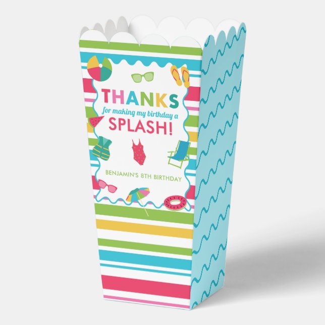 Pool Party Birthday Thanks for Making a Splash Favour Box (Front)