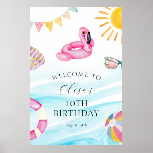 Pool Party Birthday Welcome  Poster