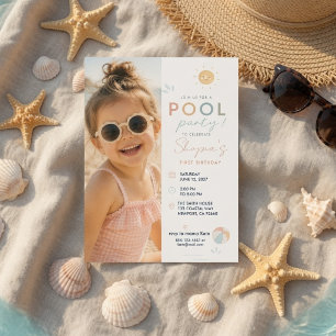 Pool Party Birthday with Photo   Summer Invitation