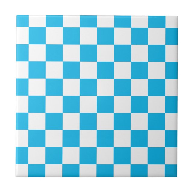 Pool Party Blue Chequerboard Tile (Front)