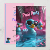 Pool Party Blue Rubber Duck Pink Blue