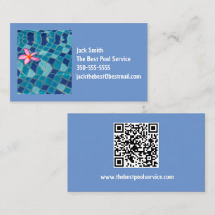 Pool party blues pink flower floating colour pop business card