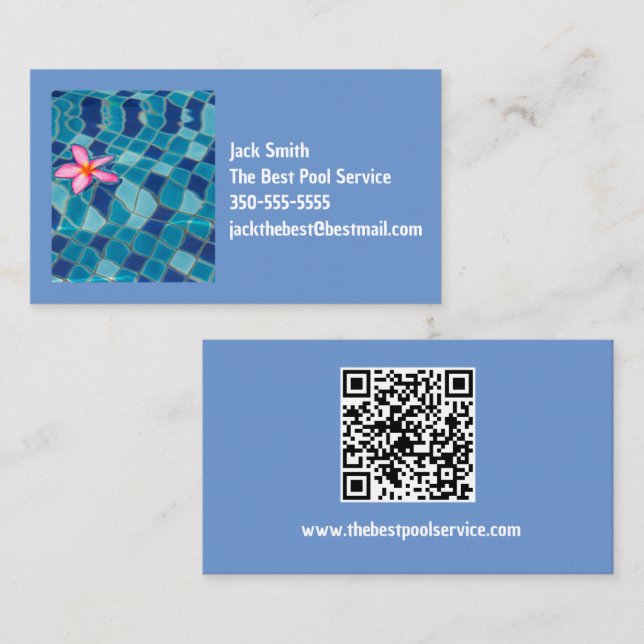 Pool party blues pink flower floating colour pop  business card (Front/Back)