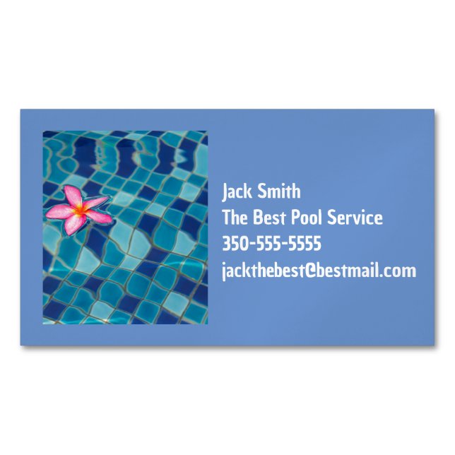 Pool party blues pink flower floating colour pop 	Magnetic business card (Front)