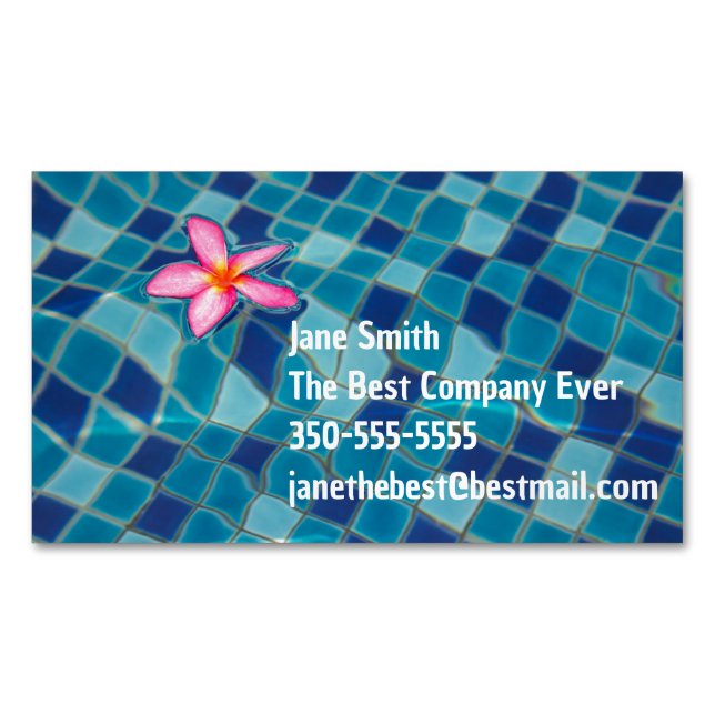 Pool party blues pink flower floating colour pop 	Magnetic business card (Front)
