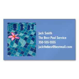 Pool party blues pink flower floating colour pop Magnetic business card