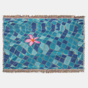 Pool party blues pink flower floating colour pop throw blanket