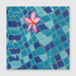 Pool party blues pink flower floating magnet