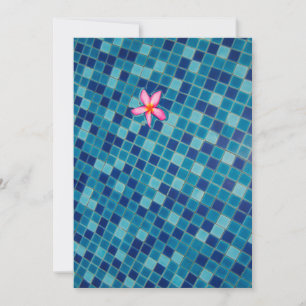 Pool party blues pink flower floating pop colour invitation