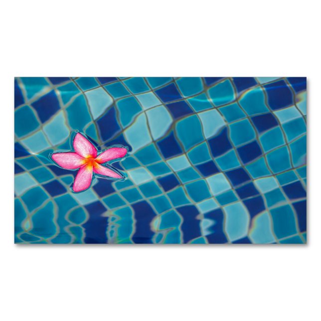 Pool party blues pink flower floating pop colour 	Magnetic business card (Front)