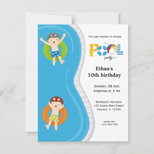 Pool Party (boy) Invitation (Front)