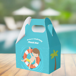 Pool Party Boy Swimming Kids Birthday Favour Box