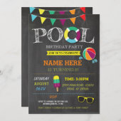 Pool Party Boys girls Birthday Beach Invitations (Front/Back)