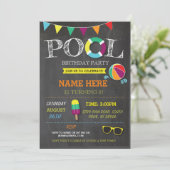 Pool Party Boys girls Birthday Beach Invitations (Standing Front)