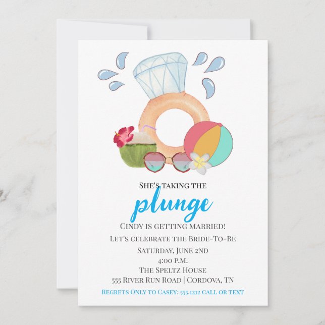 Pool Party Bridal Shower Invitation (Front)