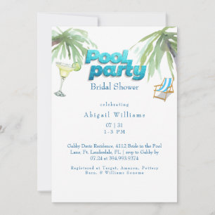 Pool Party Bridal Shower Margarita  Invitation