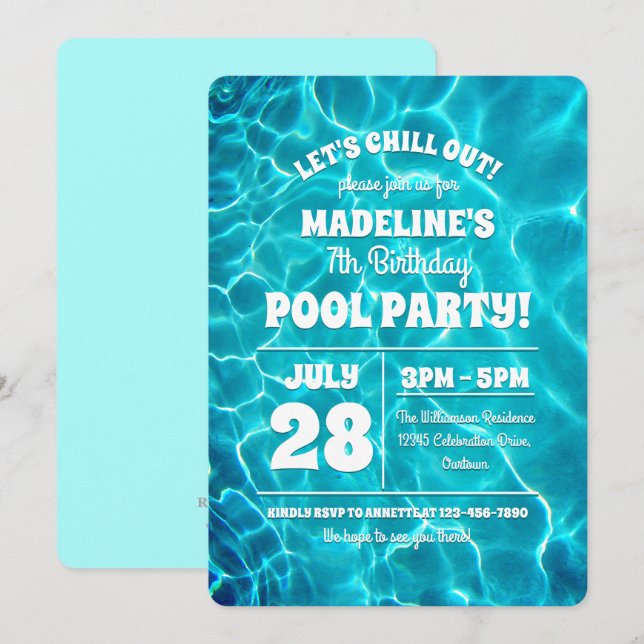 Pool Party Celebration Invitation (Front/Back)