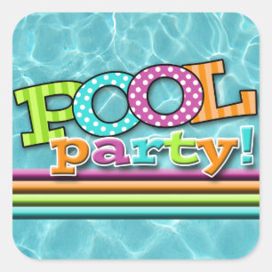 Pool Party Celebration Square Sticker