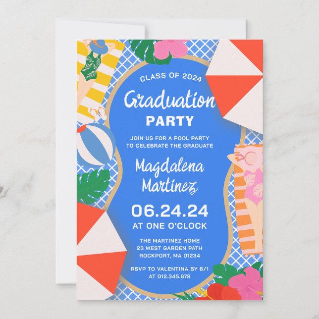 Pool Party Class of 2024 High School Graduation Invitation (Front)