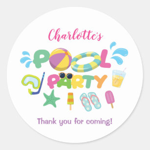 Pool Party Classic Round Sticker