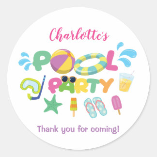 Pool Party Classic Round Sticker