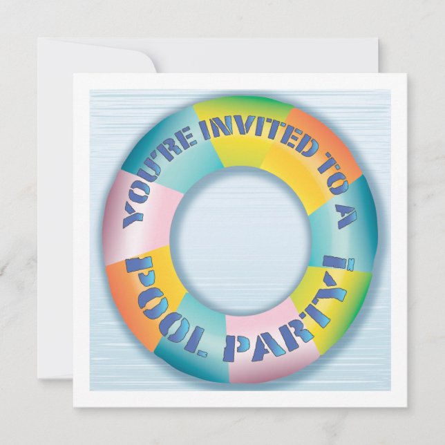 Pool Party Colourful Fun Float Invitation (Front)