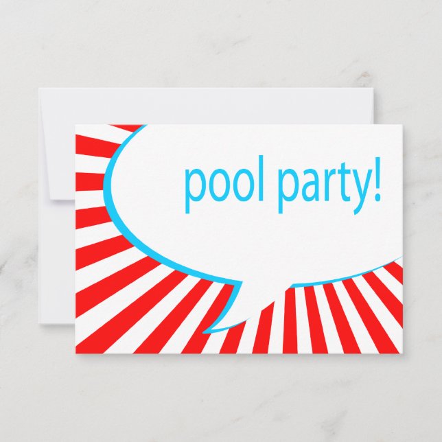 pool party! comic speech bubble invitation (Front)